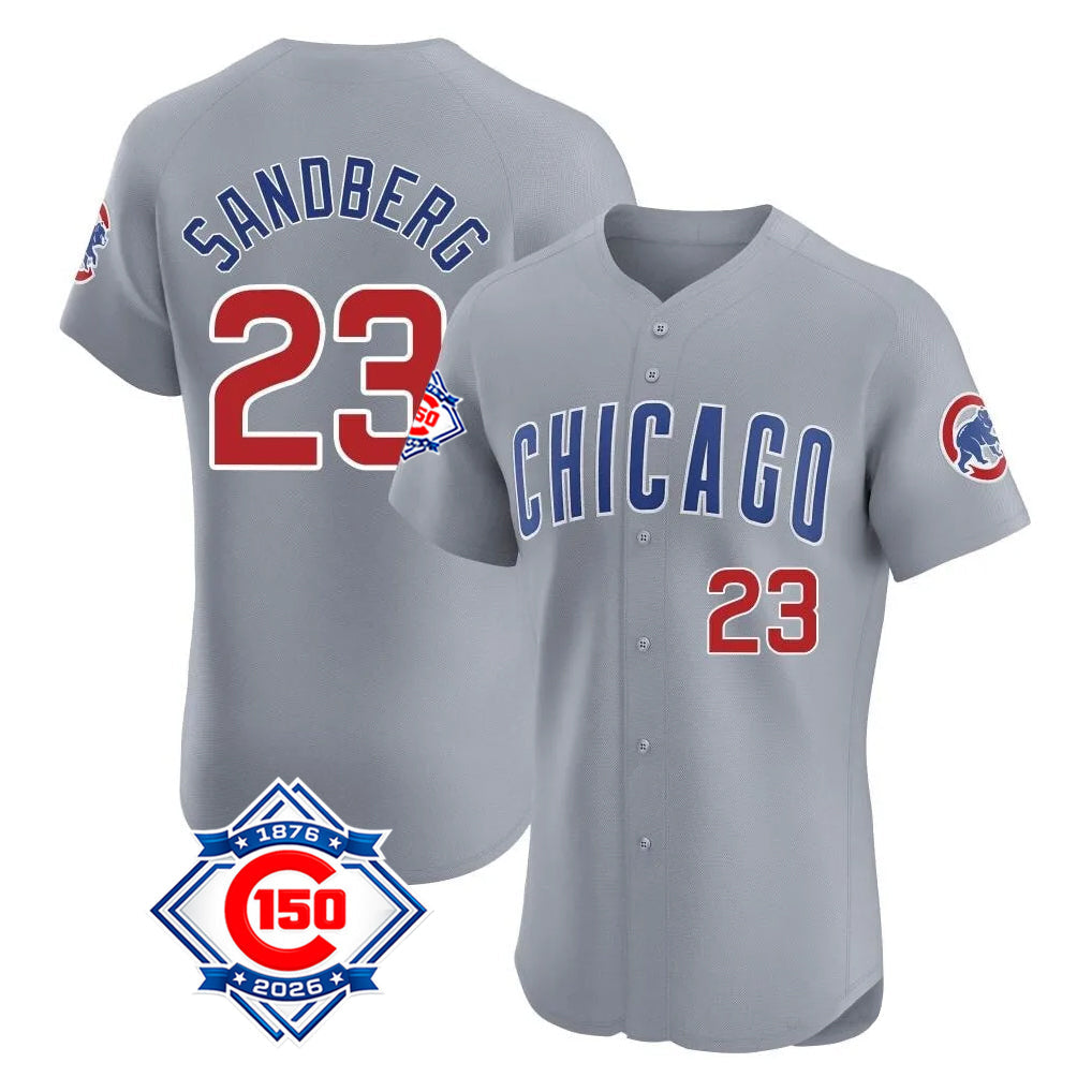 Chicago Cubs #23 Ryne Sandberg Player Gray Road 150th Anniversary Limited Elite Home Stitched Baseball Jersey