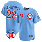 Chicago Cubs #23 Ryne Sandberg Player Light Blue 150th Anniversary Limited Home Stitched Baseball Jersey