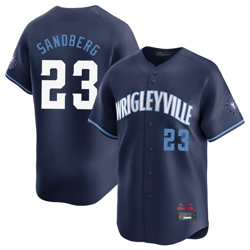 Chicago Cubs #23 Ryne Sandberg Player Navy City Connect Limited Home Stitched Baseball Jersey