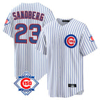 Chicago Cubs #23 Ryne Sandberg Player White 150th Anniversary Home Game Stitched Baseball Jersey