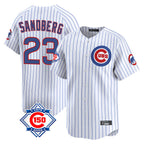 Chicago Cubs #23 Ryne Sandberg Player White 150th Anniversary Limited Home Game Stitched Baseball Jersey