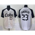 Chicago Cubs #23 Ryne Sandberg White Black 'Gothic North Side Edition' Vapor Premier Limited Stitched Baseball Jersey