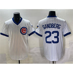 Chicago Cubs #23 Ryne Sandberg White Throwback Stitched Baseball Jersey