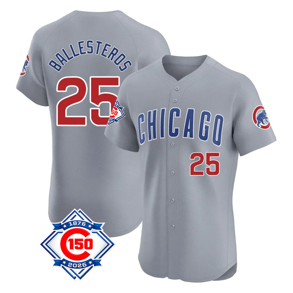 Chicago Cubs #25 Mois¨¦s Ballesteros Player Gray Road 150th Anniversary Limited Elite Home Stitched Baseball Jersey