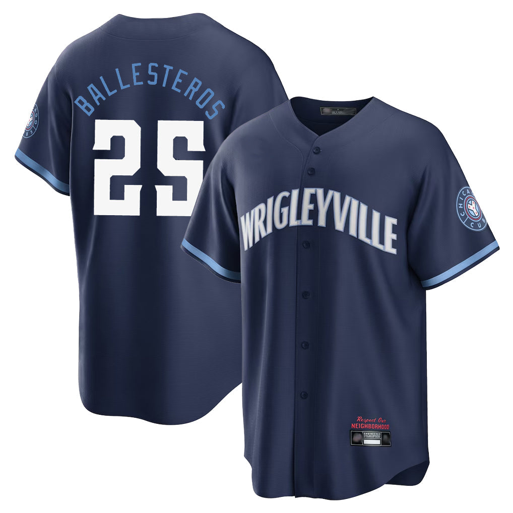 Chicago Cubs #25 Mois¨¦s Ballesteros Player Navy City Connect Home Game Stitched Baseball Jersey