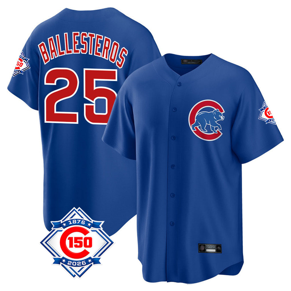 Chicago Cubs #25 Mois¨¦s Ballesteros Player Royal 150th Anniversary Home Game Stitched Baseball Jersey