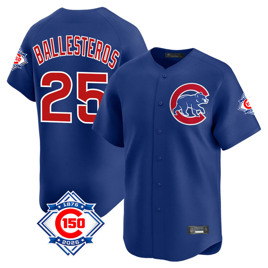 Chicago Cubs #25 Mois¨¦s Ballesteros Player Royal 150th Anniversary Limited Home Stitched Baseball Jersey