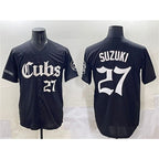 Chicago Cubs #27 Seiya Suzuki Black 'Gothic North Side Edition' Vapor Premier Limited Stitched Baseball Jersey