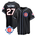 Chicago Cubs #27 Seiya Suzuki Player Black Fashion Out 150th Anniversary Game Stitched Baseball Jersey