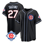 Chicago Cubs #27 Seiya Suzuki Player Black Fashion Out 150th Anniversary Game Stitched Baseball Jersey