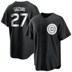 Chicago Cubs #27 Seiya Suzuki Player Black Game Stitched Baseball Jersey