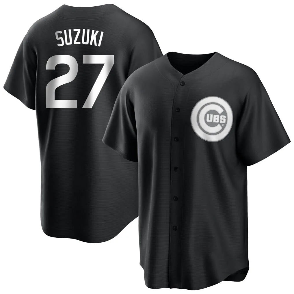 Chicago Cubs #27 Seiya Suzuki Player Black Game Stitched Baseball Jersey