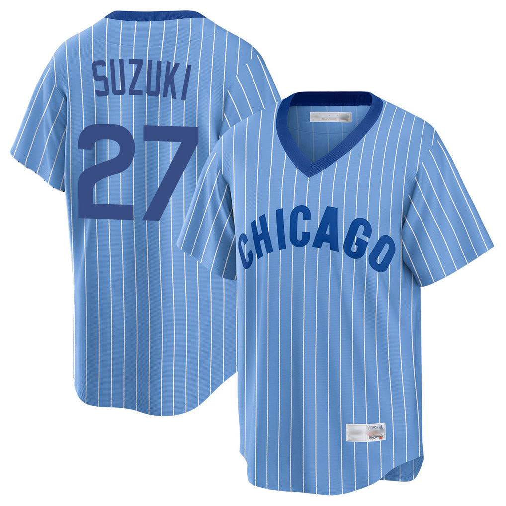 Chicago Cubs #27 Seiya Suzuki Player Blue Cooperstown Collection Limited Stitched Baseball Jersey