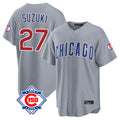 Chicago Cubs #27 Seiya Suzuki Player Gray 150th Anniversary Home Game Stitched Baseball Jersey
