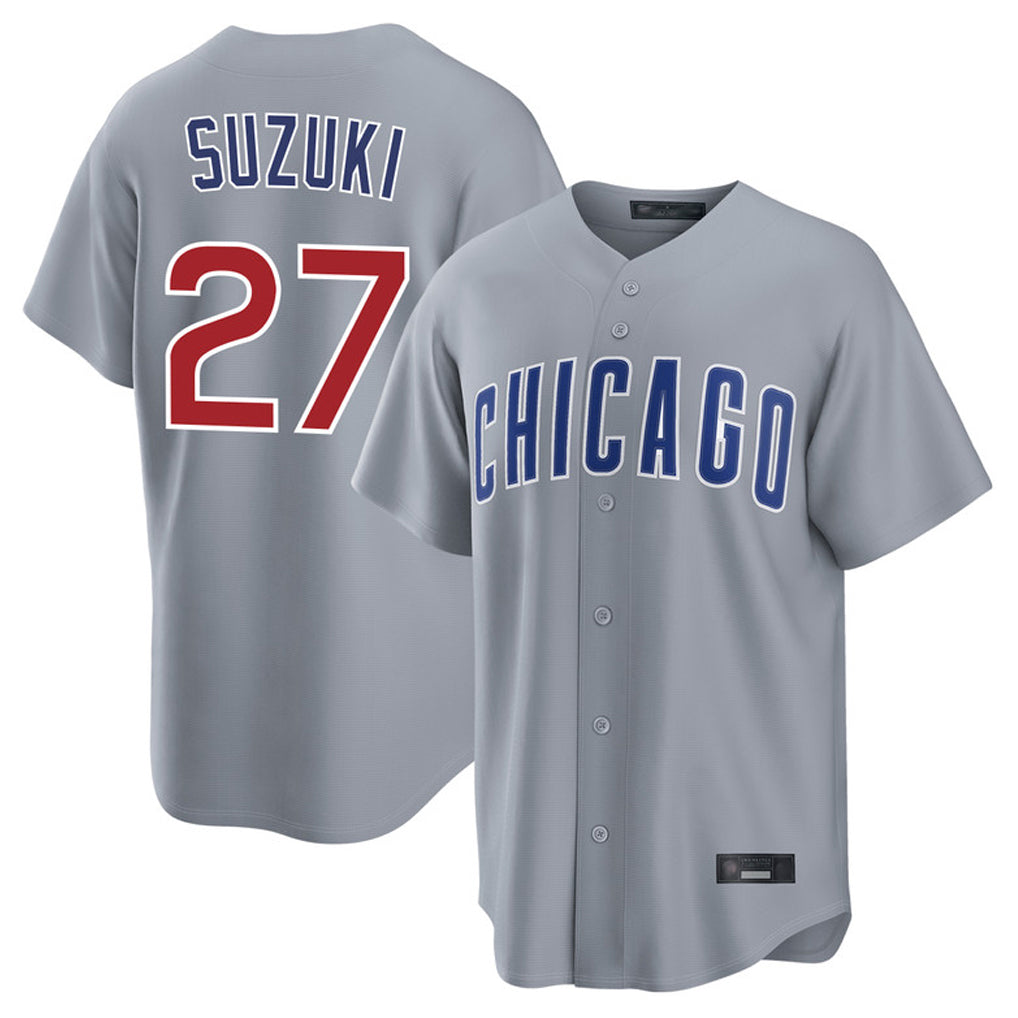 Chicago Cubs #27 Seiya Suzuki Player Gray Home Game Stitched Baseball Jersey