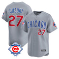 Chicago Cubs #27 Seiya Suzuki Player Gray Road 150th Anniversary Limited Home Stitched Baseball Jersey