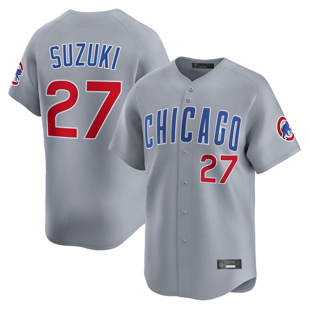Chicago Cubs #27 Seiya Suzuki Player Gray Road Limited Home Stitched Baseball Jersey
