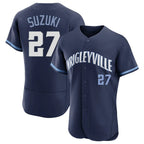 Chicago Cubs #27 Seiya Suzuki Player Navy City Connect Limited Elite Home Stitched Baseball Jersey