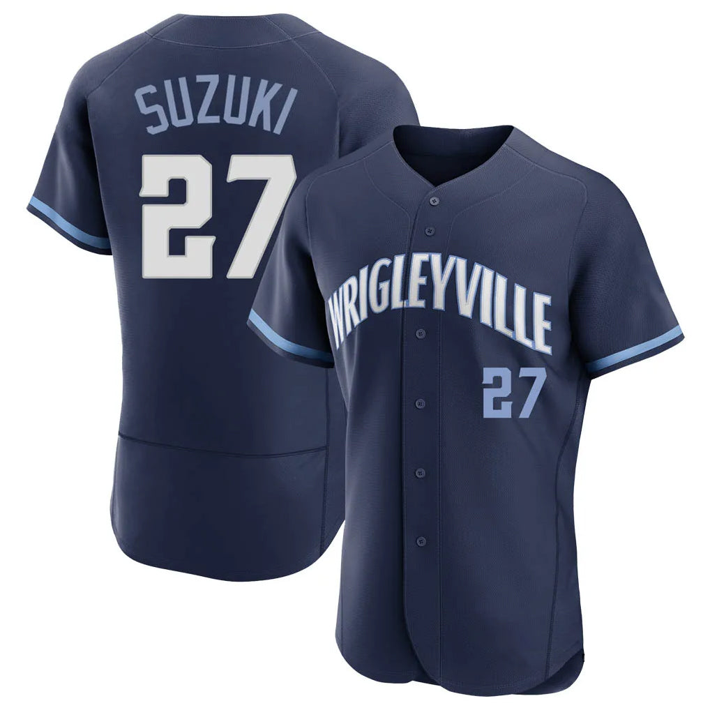 Chicago Cubs #27 Seiya Suzuki Player Navy City Connect Limited Elite Home Stitched Baseball Jersey