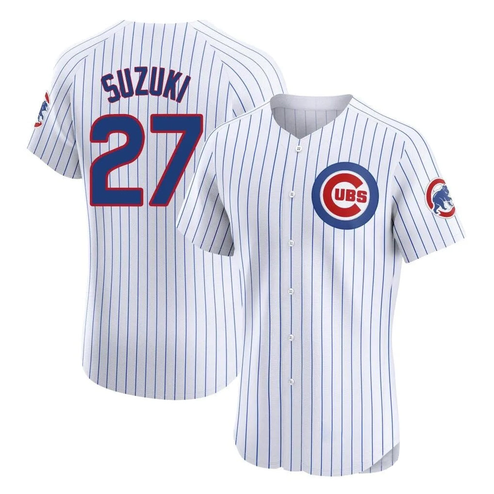 Chicago Cubs #27 Seiya Suzuki Player White Limited Elite Home Game Stitched Baseball Jersey