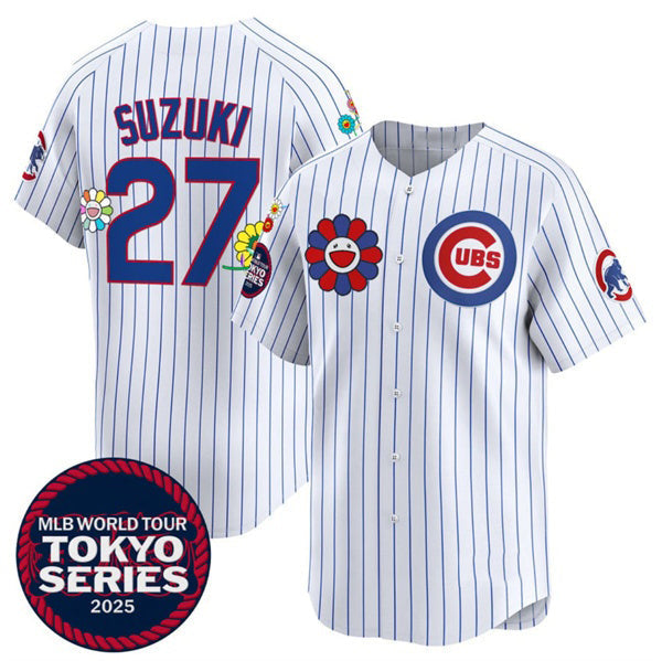 Chicago Cubs #27 Seiya Suzuki White 2025 Tokyo Series Limited Stitched Baseball Jersey
