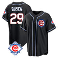 Chicago Cubs #29 Michael Busch Player Black Fashion Out 150th Anniversary Game Stitched Baseball Jersey