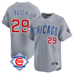 Chicago Cubs #29 Michael Busch Player Gray Road 150th Anniversary Limited Home Stitched Baseball Jersey