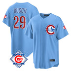 Chicago Cubs #29 Michael Busch Player Light Blue 150th Anniversary Home Game Stitched Baseball Jersey