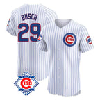 Chicago Cubs #29 Michael Busch Player White 150th Anniversary Limited Elite Home Game Stitched Baseball Jersey