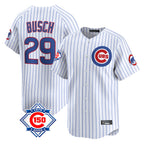Chicago Cubs #29 Michael Busch Player White 150th Anniversary Limited Home Game Stitched Baseball Jersey