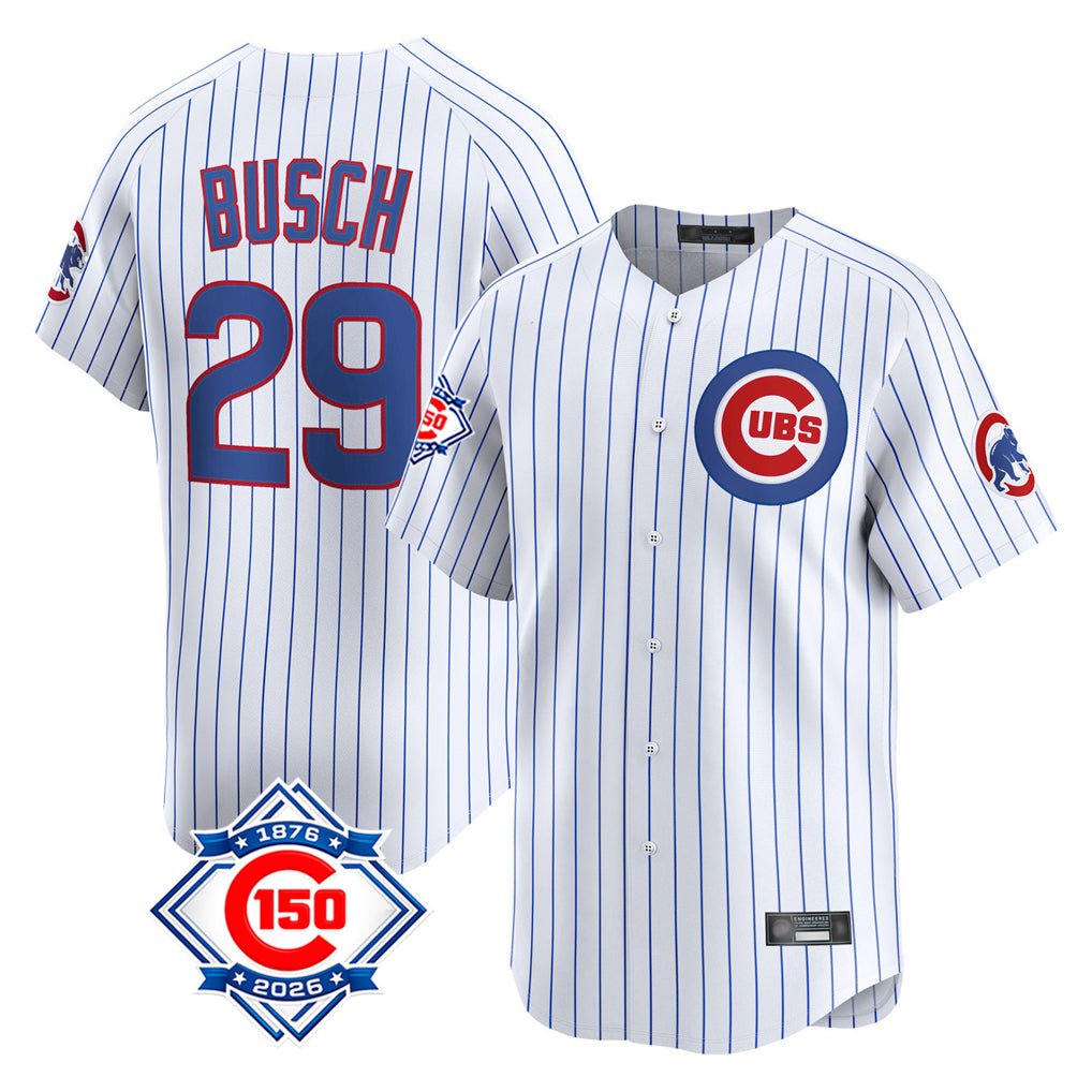 Chicago Cubs #29 Michael Busch Player White 150th Anniversary Limited Home Game Stitched Baseball Jersey