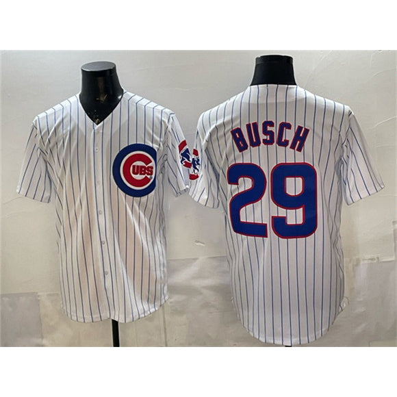 Chicago Cubs #29 Michael Busch White Cool Base Stitched Baseball Jersey