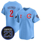 Chicago Cubs #2 Nico Hoerner Blue 'Ryne Sandberg Tribute' Vapor Limited V2 Stitched Jersey