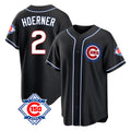 Chicago Cubs #2 Nico Hoerner Player Black Fashion Out 150th Anniversary Game Stitched Baseball Jersey