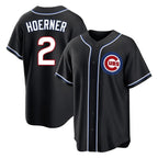 Chicago Cubs #2 Nico Hoerner Player Black Fashion Out Game Stitched Baseball Jersey