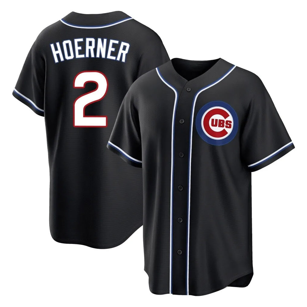 Chicago Cubs #2 Nico Hoerner Player Black Fashion Out Game Stitched Baseball Jersey