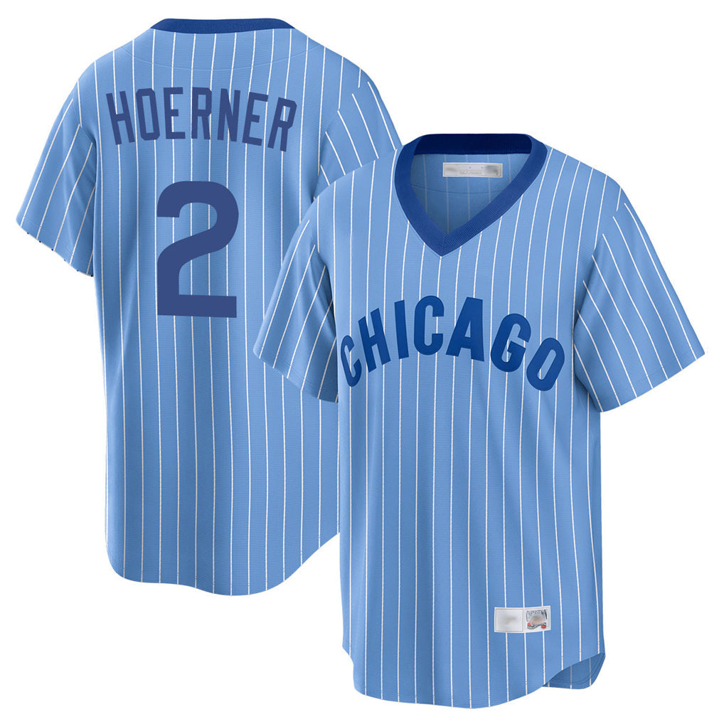 Chicago Cubs #2 Nico Hoerner Player Blue T-shirt Cooperstown Collection Limited Stitched Baseball Jersey