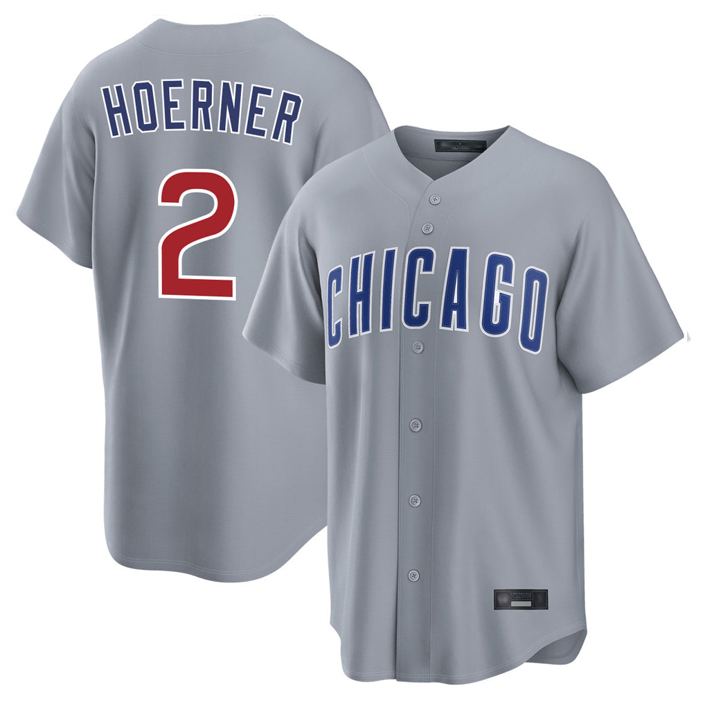 Chicago Cubs #2 Nico Hoerner Player Gray Home Game Stitched Baseball Jersey