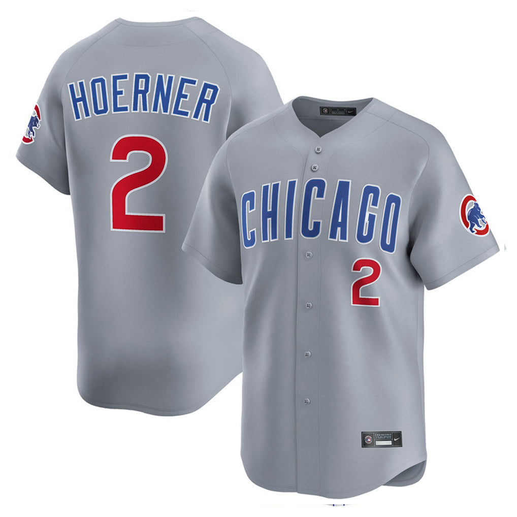 Chicago Cubs #2 Nico Hoerner Player Gray Road Limited Home Stitched Baseball Jersey