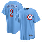 Chicago Cubs #2 Nico Hoerner Player Light Blue Home Game Stitched Baseball Jersey