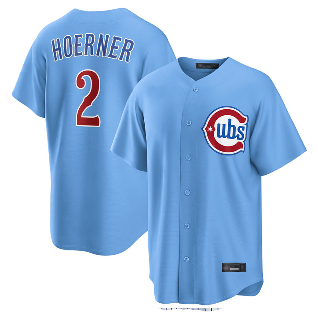 Chicago Cubs #2 Nico Hoerner Player Light Blue Home Game Stitched Baseball Jersey