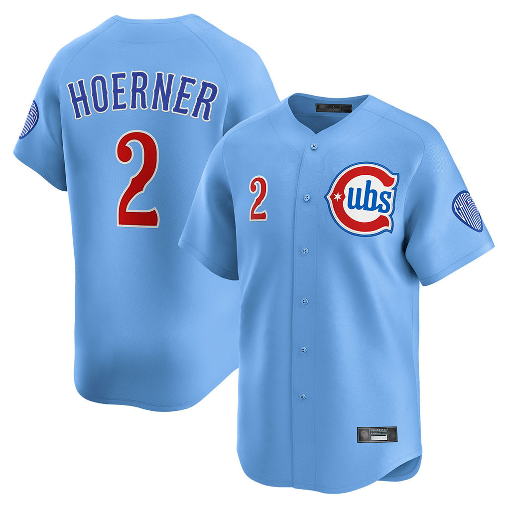 Chicago Cubs #2 Nico Hoerner Player Light Blue Limited Home Stitched Baseball Jersey