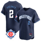 Chicago Cubs #2 Nico Hoerner Player Navy City Connect 150th Anniversary Limited Home Stitched Baseball Jersey
