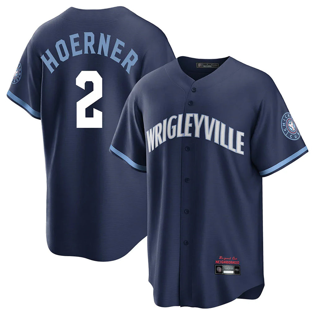 Chicago Cubs #2 Nico Hoerner Player Navy City Connect Home Game Stitched Baseball Jersey