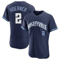 Chicago Cubs #2 Nico Hoerner Player Navy City Connect Limited Elite Home Stitched Baseball Jersey
