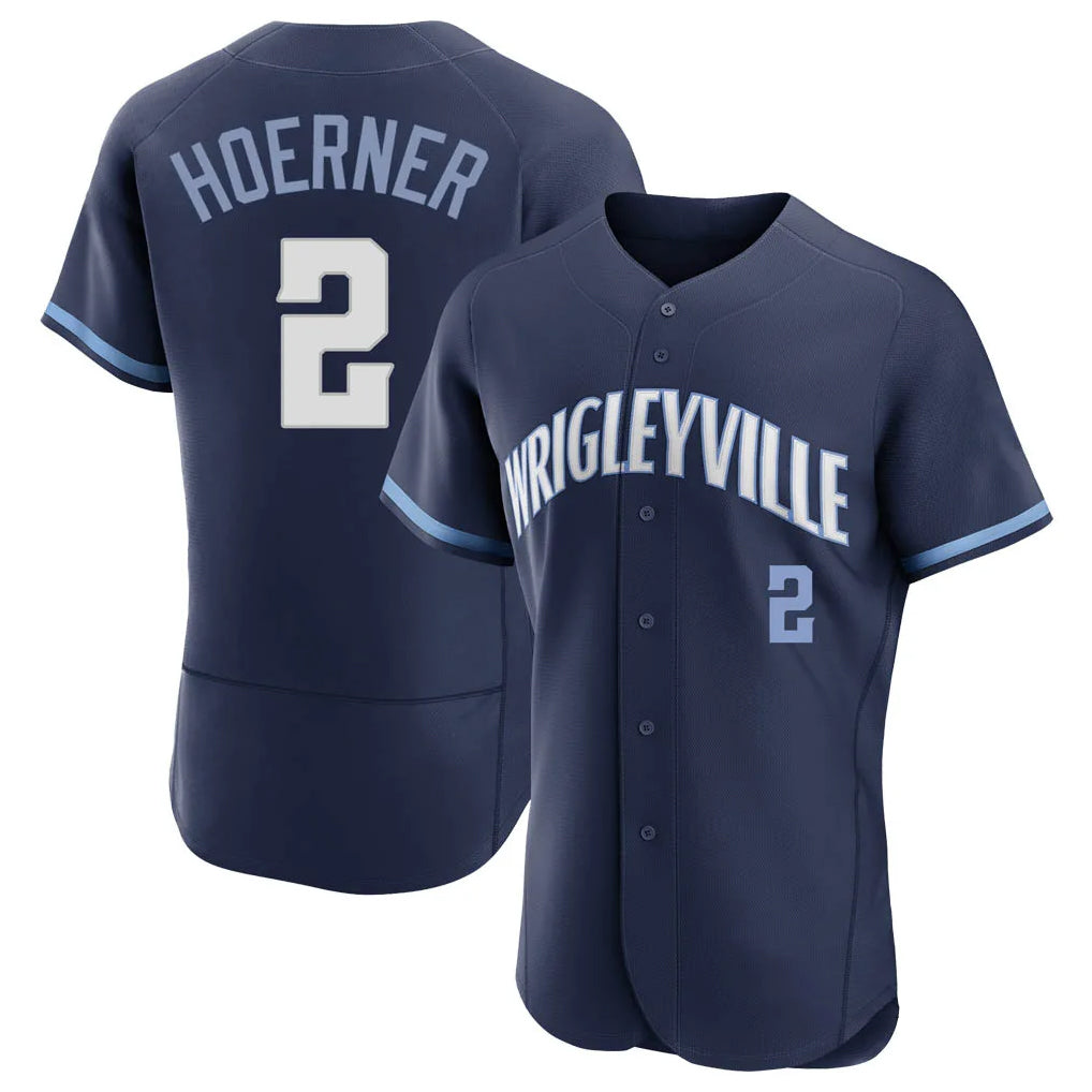 Chicago Cubs #2 Nico Hoerner Player Navy City Connect Limited Elite Home Stitched Baseball Jersey