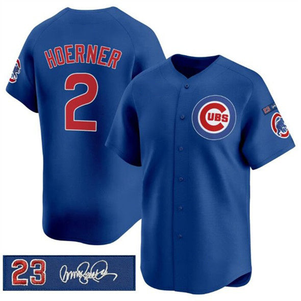 Chicago Cubs #2 Nico Hoerner Royal 'Ryne Sandberg Tribute' Vapor Limited V3 Stitched Jersey