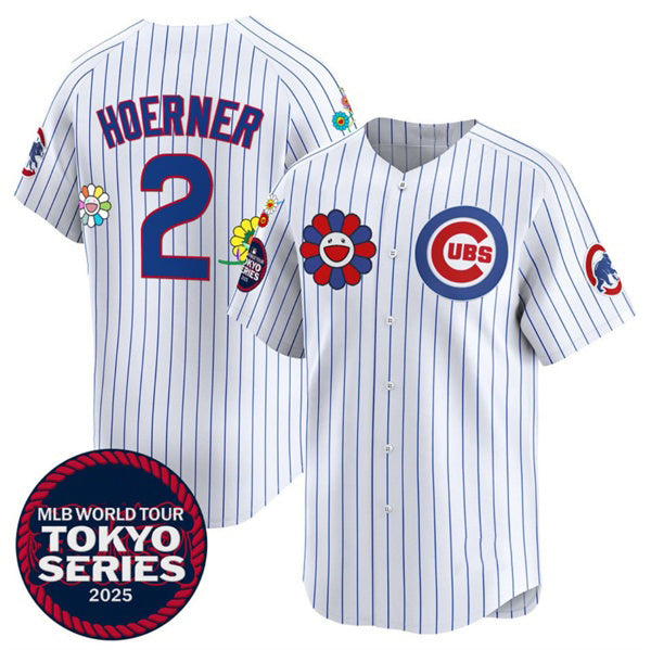 Chicago Cubs #2 Nico Hoerner White 2025 Tokyo Series Limited Stitched Jersey