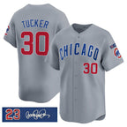 Chicago Cubs #30 Kyle Tucker Gray 'Ryne Sandberg Tribute' Vapor Limited V3 Stitched Baseball Jersey