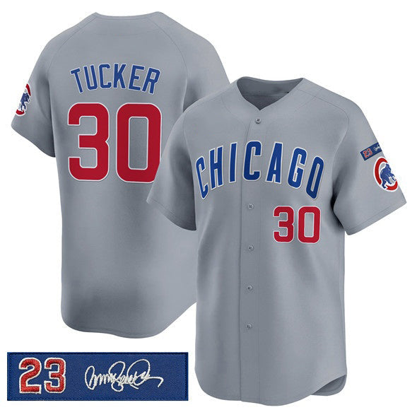 Chicago Cubs #30 Kyle Tucker Gray 'Ryne Sandberg Tribute' Vapor Limited V3 Stitched Baseball Jersey